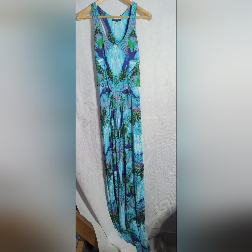 Tart Vibrant Blue and Green Maxi Dress 62 In Extra Long